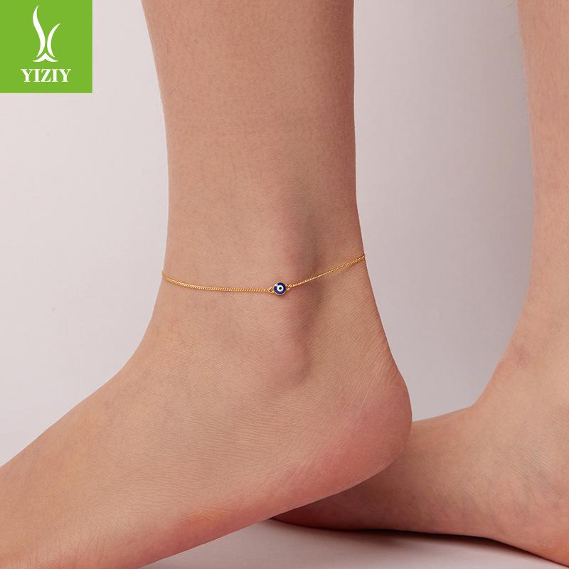 Fashion Trend Blue Devil'S Eye Anklet Cross-Border Personalized Versatile S925 Sterling Silver Anklet Jewelry