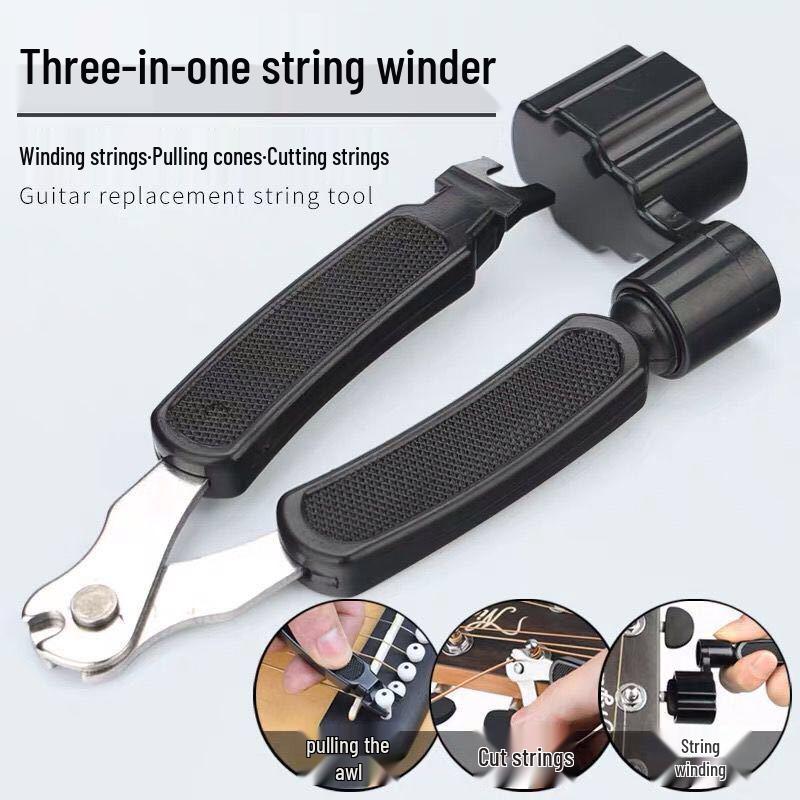 3-in-1 Guitar Tool: String Cutter, Winder, Pin Puller for Folk Guitar