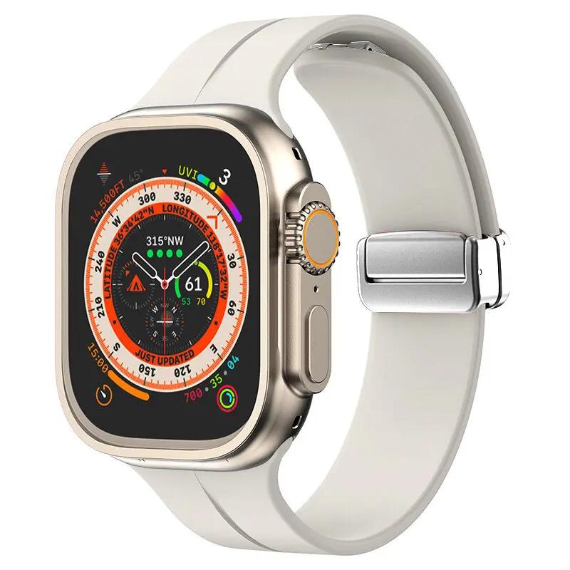 Magnetic Strap For Apple watch ultra band 49mm 45 mm Silicone Bracelet iWatch Series 7 8 se 6 5 3 44mm 45mm 40mm 41mm 42mm 38mm