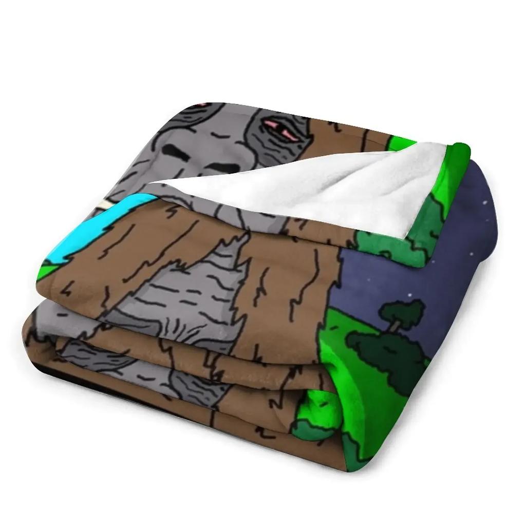 Sassy the Sasquatch Smoking Throw Blanket Decorative Throw Loose Funny Gift Thermals For Travel Blankets