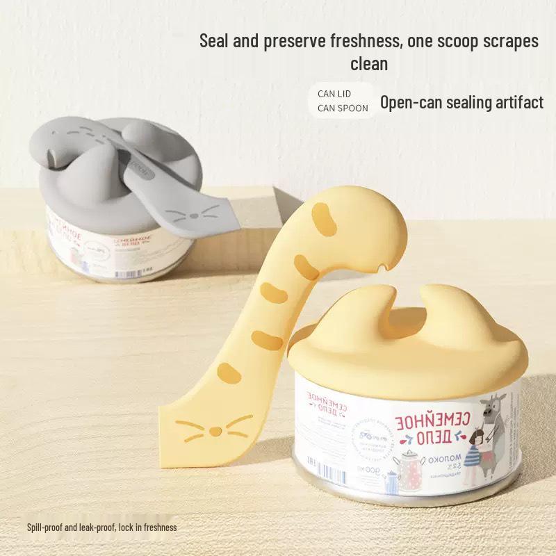 Multifunctional Silicone Cat Food Spoon and Can Opener with Sealing Box