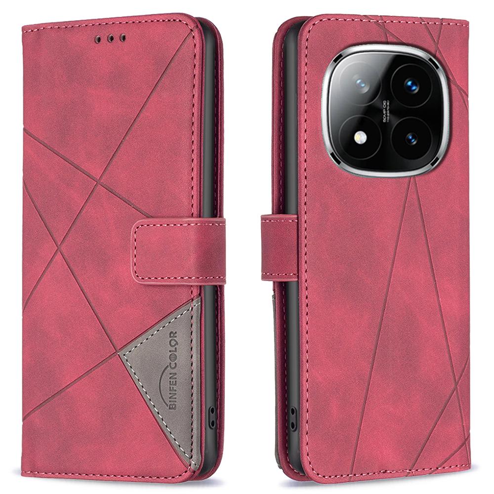 BINFEN COLOR For Xiaomi Redmi Note 14 Pro 4G Phone Cases Wallet Stand Geometry Imprinted Leather Cover