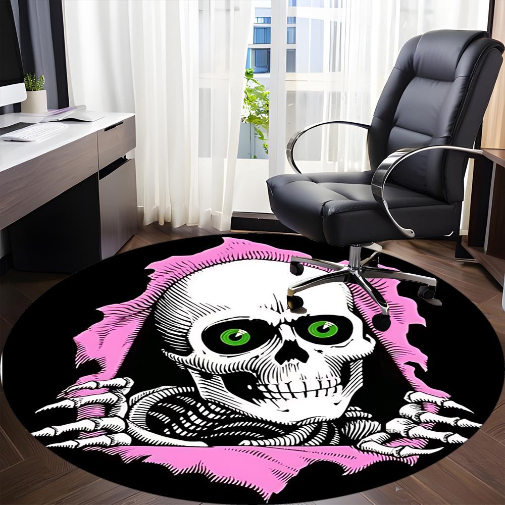 1pc Skull, Ripper Carpet, Round Non Slip Durable Large Size Office Carpet, Suitable for Office