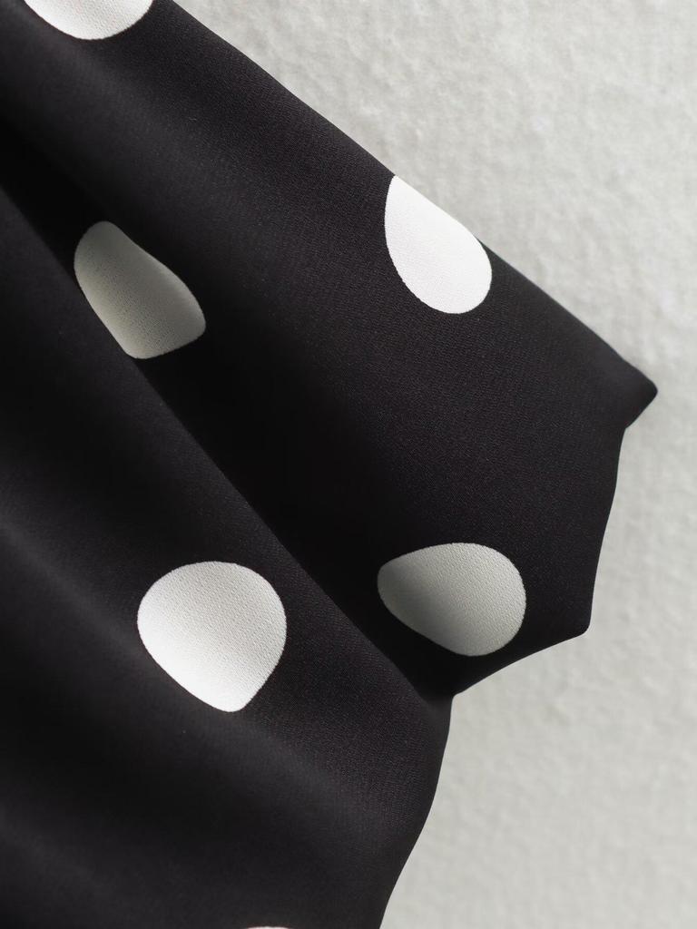 2025 Spring Women's European & American Style Polka Dot One-Shoulder Bodycon Dress