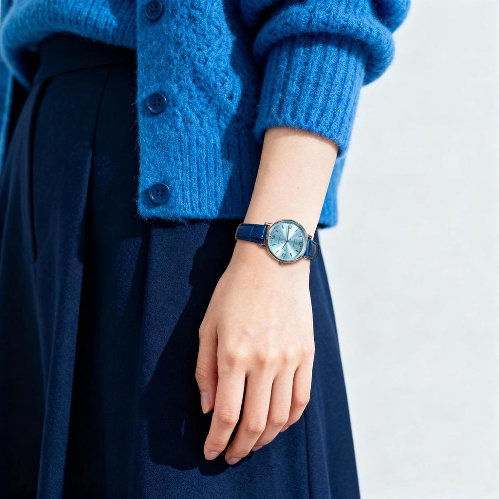 CalmTick Women's Watch Japanese Movement 3-Year Battery Life 30m Water Resistant Date Display Stainless Steel Case 32mm Slim Compact Blue