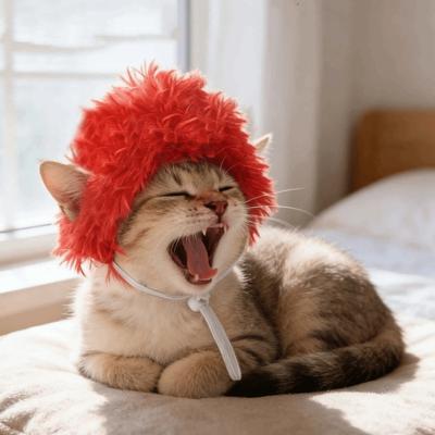 Pet Headgear Funny Pet Cat Wigs Polyester Cartoon Dog Cosplay Hat Colorful Adjustable Cat Headdress Four Seasons