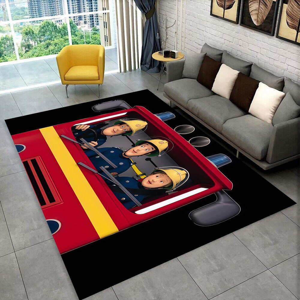 3D Classic Fireman Sam Child Cartoon Carpet Rug for Living Room Bedroom Home Sofa Decoration,Kids Play Non-slip Floor Mat Gift