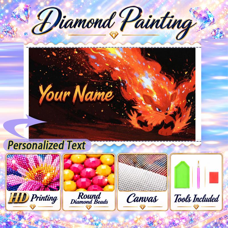 Personalized flareon Diamond Art Custom Name 5D Diamond Painting Full Drill DIY Craft