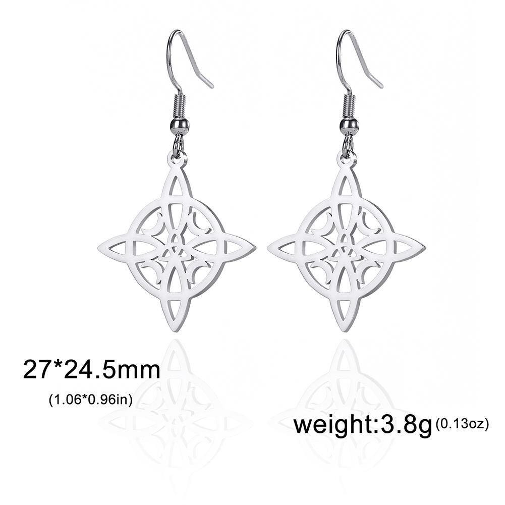 Lucktune Witch Knot Witchcraft Drop Earrings Women Stainless Steel Triskele Ankh Pentagram Symbol Earrings Vintage Jewelry Gift