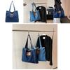 New Korean Style Denim Bag Women Harajuku Lazy Fashion Large Capacity Shoulder Bag Japanese Casual College Student Backpack Street Trend Deep Blue