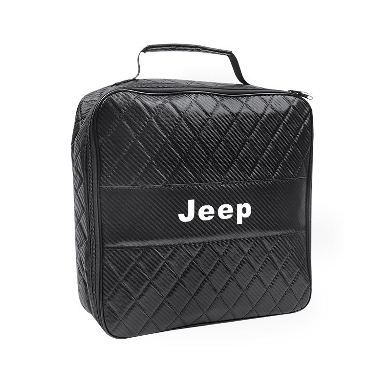 Car Storage Box Charging Gun Leather Bag Accessories For Jeep Grand Cherokee Wrangler JK Gladiator Compass Renegade Wagoneer AMU1