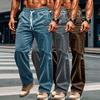Vysoce kvalitní pruhované manšestrové pánské ležérní kalhoty podzim zima volné módní cargo rovné kalhoty fitness sportovní hip hop kalhoty