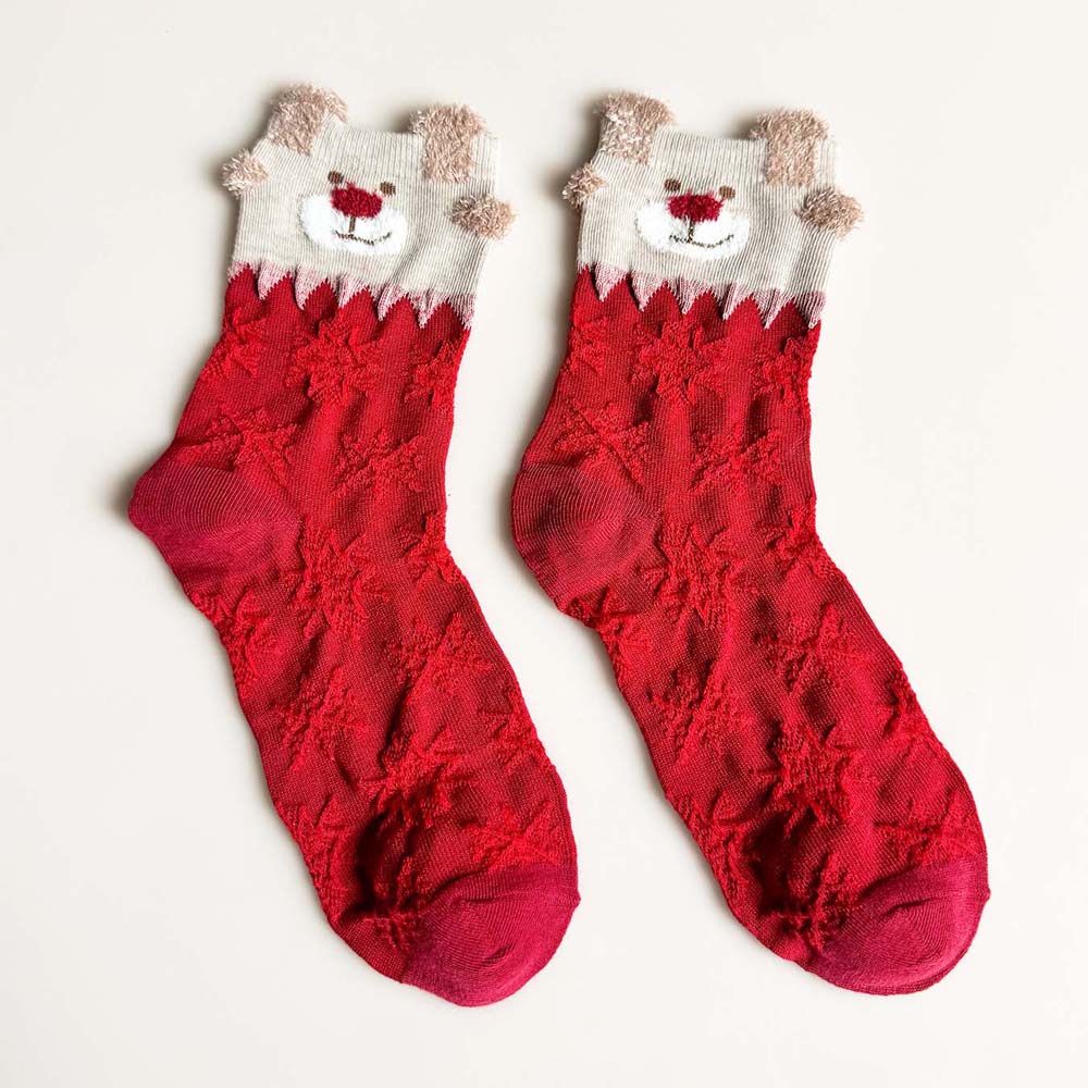 Cartoon Hosiery Christmas Elk Ankle Socks Sweat Absorbent Cartoon Short Socks Red Women Socks Gift