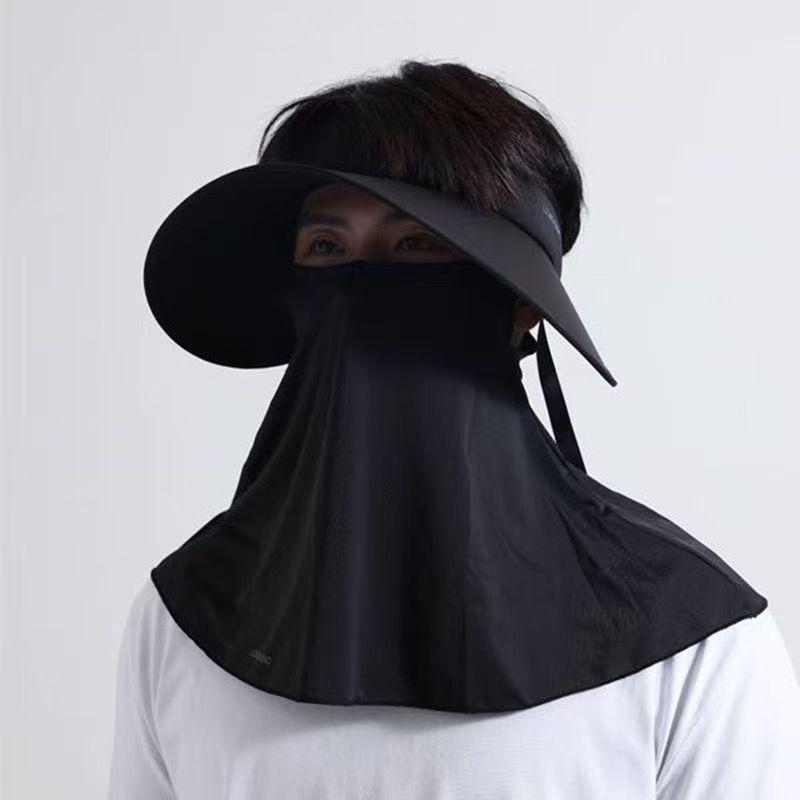 Women's UV Protection Facekini: Removable Ice Silk Mask with Brim, Full Face & Neck Shield.