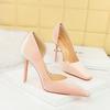 Women's Banquet High Heels Slim Heels Shallow Mouth Square Head Side Hollow Single Shoes
