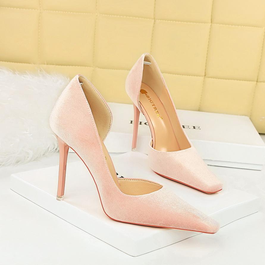 Women's Banquet High Heels Slim Heels Shallow Mouth Square Head Side Hollow Single Shoes