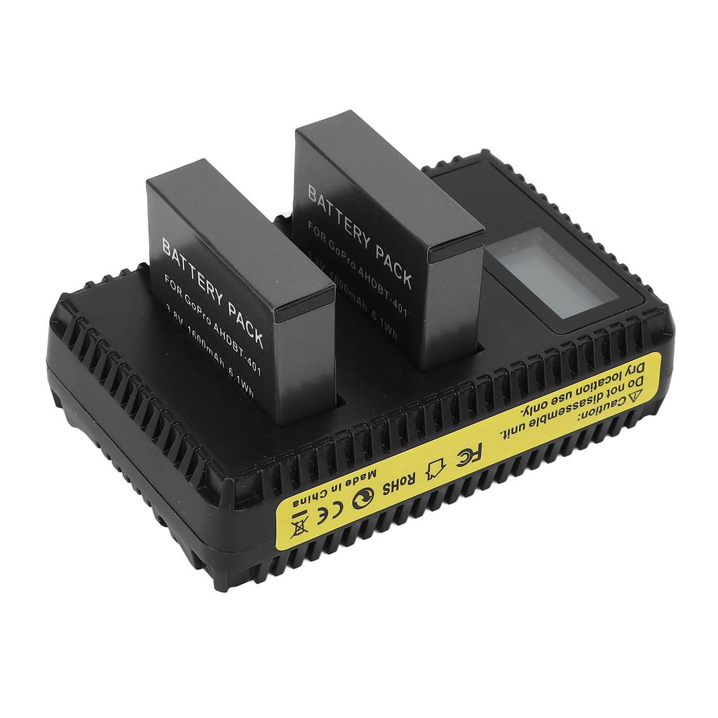 Camera Battery Charger Dual Slot LCD Display Safe USB Battery Charging Station for Hero 4