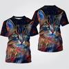Colorful Cat Graphic T Shirt for Men Animal 3D Printed T-Shirts Summer Casual Fashion Loose Round Neck Oversize Tees Tops