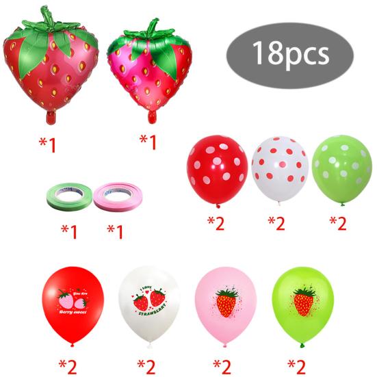 1 Set Sweet Strawberry Aluminum Film Balloons Set DIY Scene Layout Party Decoration Kids Inflatable Fruit Balloons Toy Birthday Party