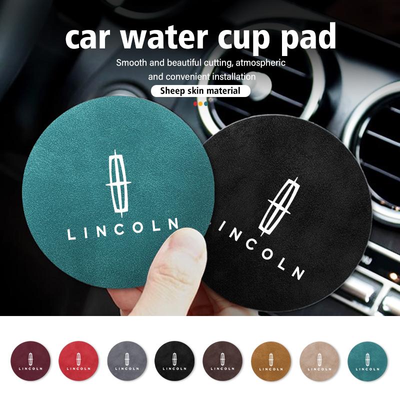2pcs Sheepskin Car Coaster Water Cup Holder Anti-skid Slot Pad For Lincoln Navigator MKZ MKX MKC MKT Continental Nautilus m1