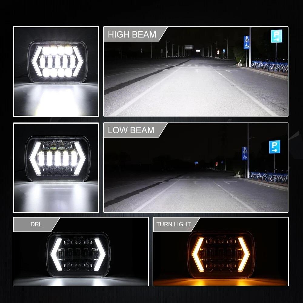7 Inch LED Headlight with Arrow Turn Signals High Low Beam Offroad Driving Light Daytime Running Lamp