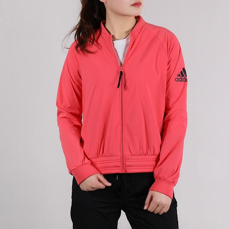 Adidas Solid Color Sports Windbreaker Jacket Women Jackets Pink EH6493