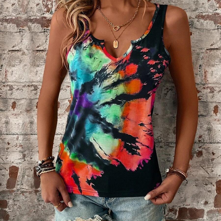 DAFIFY Damenmode Sommer Frühling Casual Ärmellos V-Ausschnitt Blusen & Hemden