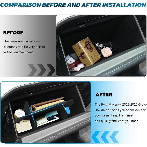 Upgrade Car Storage Organizer Fit For Ford Maverick 2026 -2025 Glove Box Organizers Ert Compartment Tray ABS Black Materials Dividers