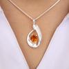 Citrine Gemstone 925 Sterling Silver Women Jewelry Designer Zircon Pendant 1.4" Valentine's Gift For Her CZP-16-6