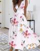 2023 Women's Summer V-Neck High Waist Sleeveless Printed Dress