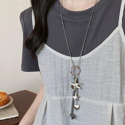 Starfish Love Charm Pendant Necklace for Women, High-end and Niche Women's Sweater Chain, Long Style, Neck Accessory