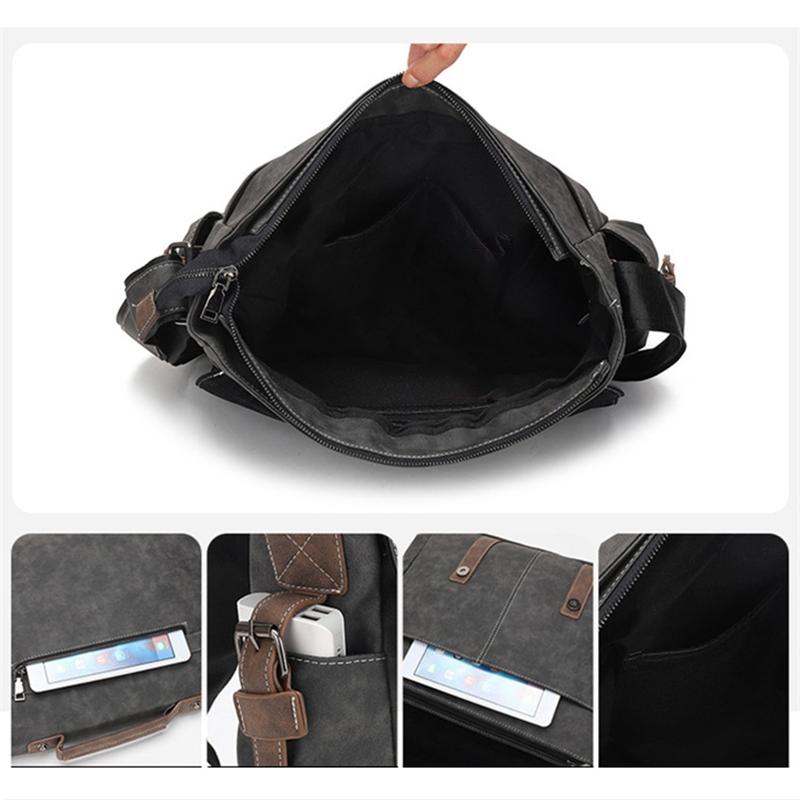 Canvas Leather Waterproof Men Briefcase High Quality Brand Travel Handbags For Women Messenger Bag Men's Crossbody Bags XA406M