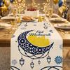 Thickened Ramadan Table Runner Vintage Decorative Star Moon Tablecloth Castle Lantern Pattern Islamic Table Runner
