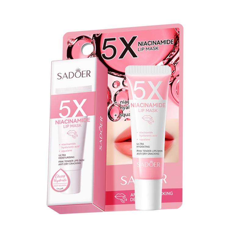 

1 шт. SADOER Никотинамидная маска для губ бальзам для губ для женщин увлажняющий и питательный розовый нежный уход для губ 10 г