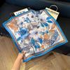 Simulated silk women's small square scarf, Korean cashew nut leopard print small silk scarf, headscarf, four-season scarf, professional scarf.