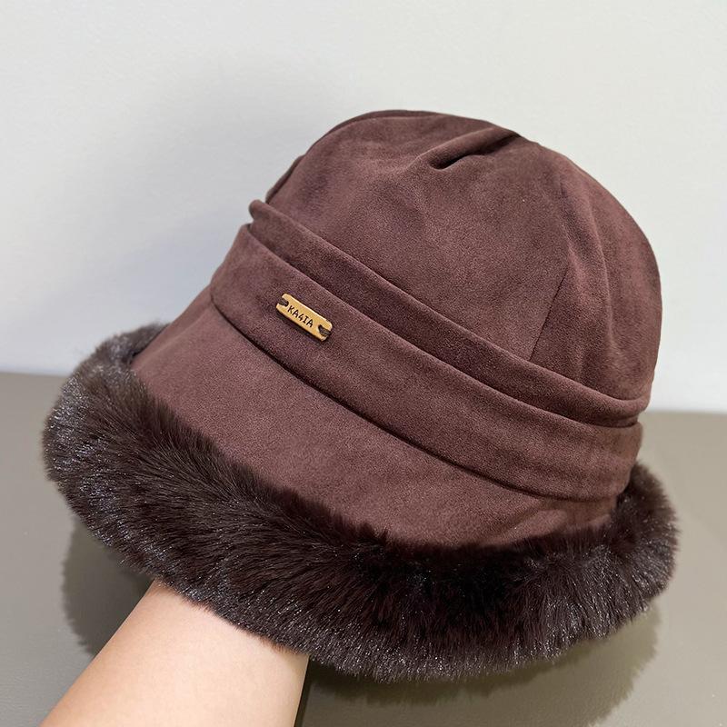 Hat Women s Winter New Plush Bucket Hat Thickened Warm Cotton Hat Lei Feng Hat Fluffy Hat Winter Cold Hat ONE SIZE