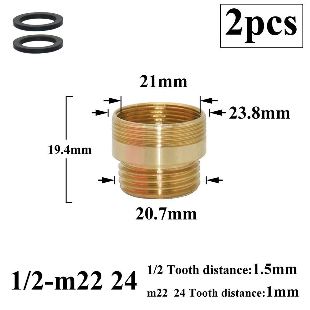 2 יחידות 1/2 שינוי ל- 16 18 20 22 24 26 28 מ"מ חוט זכר נקבה ברז מתאם מטבח חדר אמבטיה פליז Bubbler מים משותף אבזרי