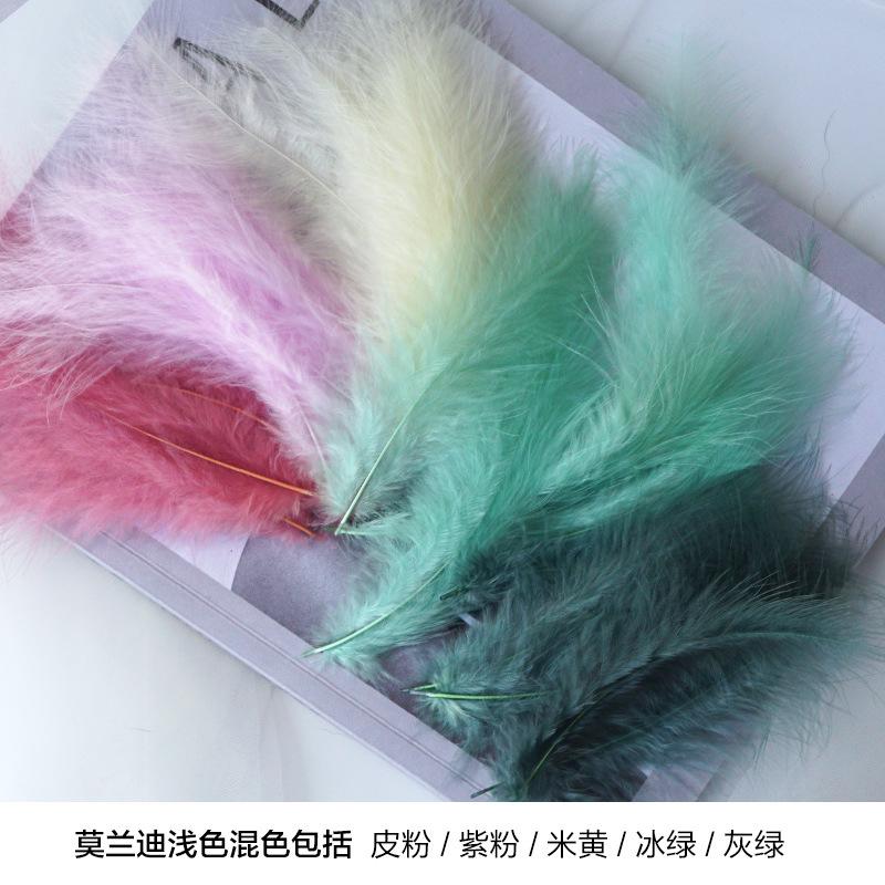 50Pcs Factory Custom Macaron Feathers Colored Pointed Tail Fleece Turkey Feather Dream Catcher Decorative Material Bobo Ball Gift Box Filling