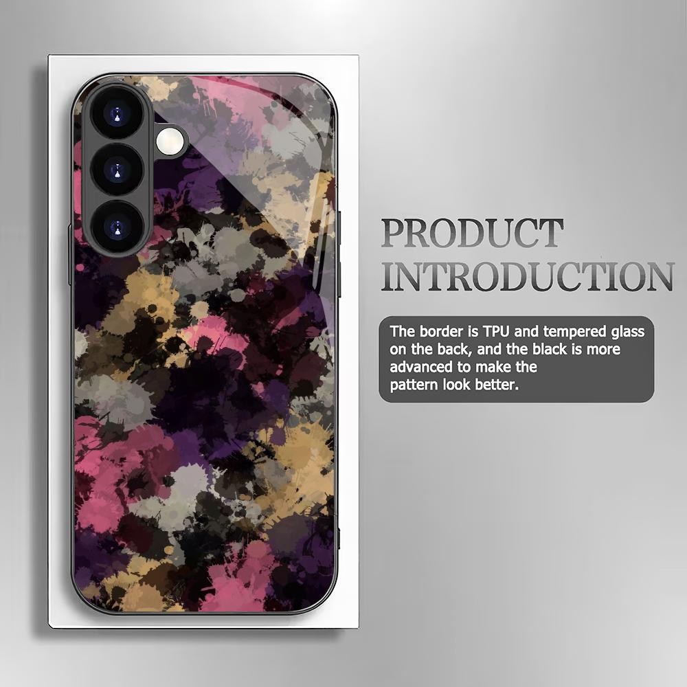 Coque de téléphone en verre trempé style graffiti adaptée pour Samsung Galaxy S26 S25 S24 S23 S22 S20 FE/Ultra/Plus coque arrière anti-chute