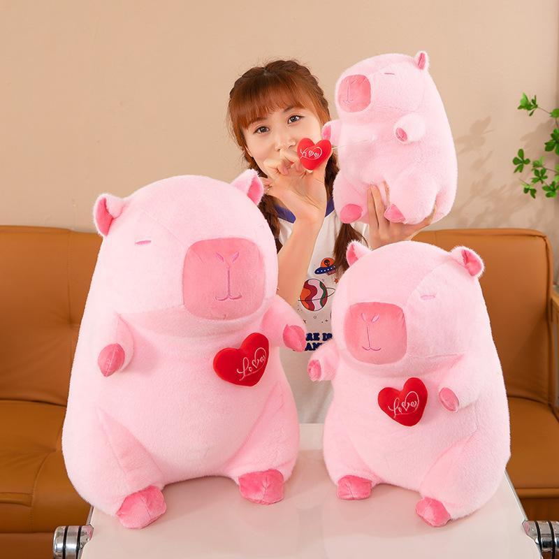 Summer Cute Stretch Love Capybara Kapibara Plush Toy Girl Heart Pink Doll Soft Cute