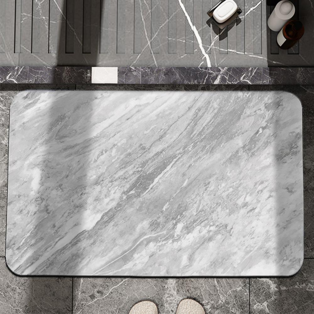 Einfacher Druck Badezimmer Verdickungsmatte Bad Rutschfeste Teppiche Im Waschbecken Badewannenseite Bodenteppich Duschraum Fußmatte Memory-Schaum 3D-Pad