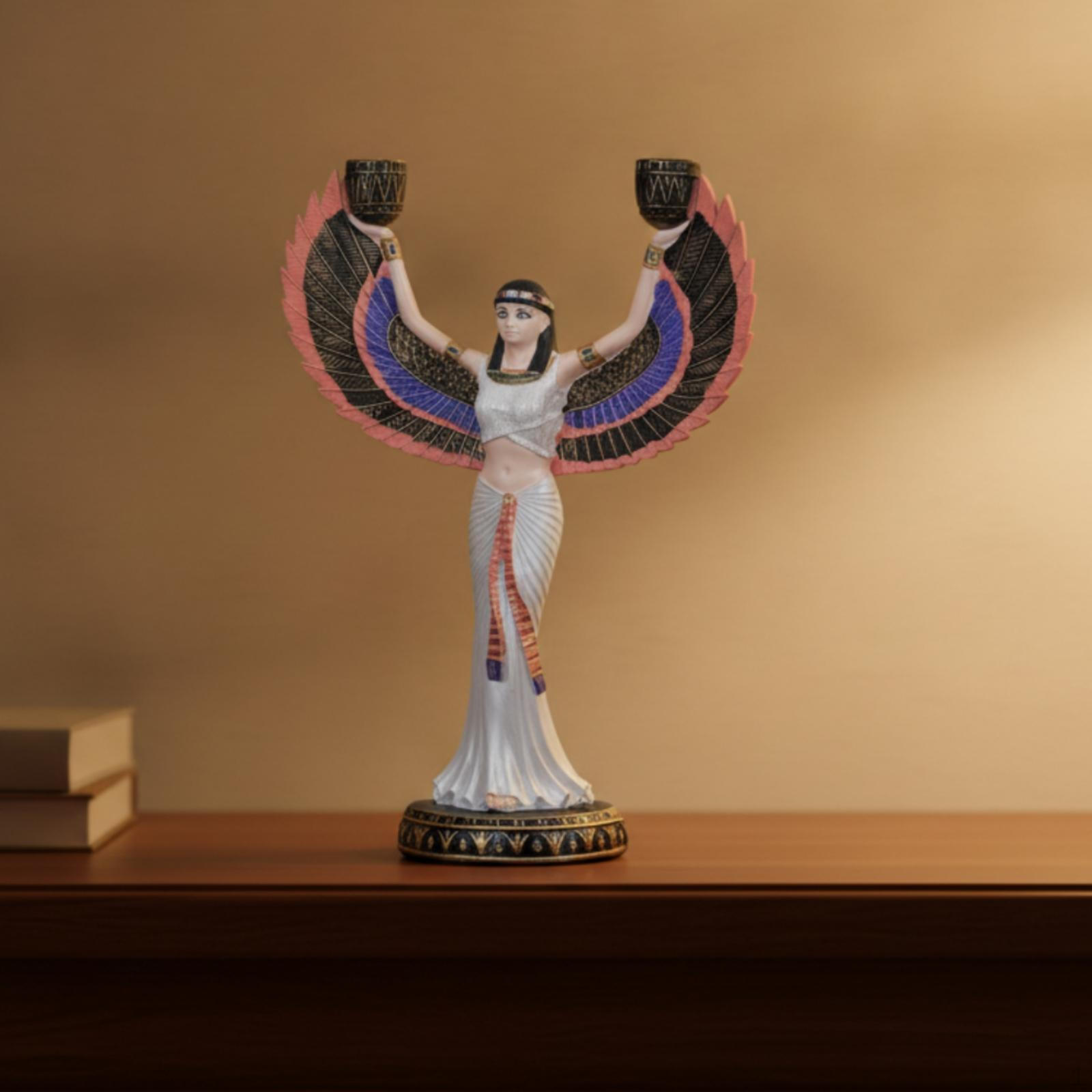 Ancient Deity Figurine Resin Pharaonic Sculpture Statue Winged for Collectors,