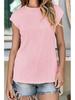 Damen Casual Locker Geschnittenes Rundhals Kurzarm Top