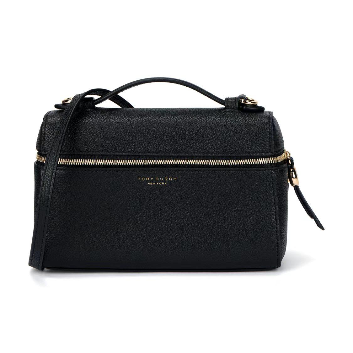 

Tory Burch Romy Double Zipper Adjustable Detachable Shoulder Strap Leather Handbag Women Handbags Black 178948-001 Basic Set (Bag+Dust Bag)