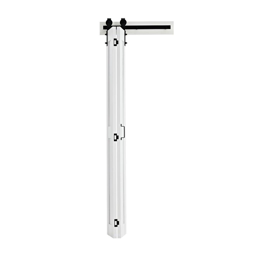 Porte de Grange Pliante, 609 x 2134 mm, Portes de Placard Coulissantes Pliantes en MDF, Kit de Quincaillerie Inclus, Conception Gain de Place en H, Nécessite un Assemblage, pour Chambre à Coucher,
