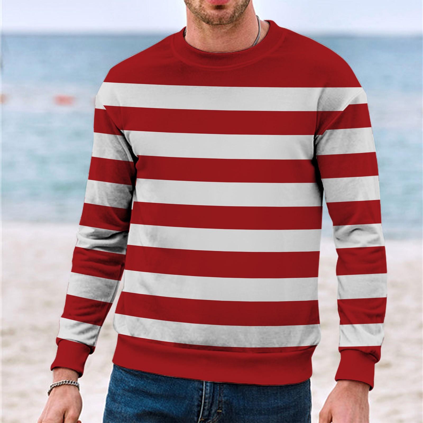 Christmas 3D Print Long Sleeve Sweater Creative Couple  Winter Round Neck Party Coat M красный