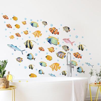 Bathroom Wall Sticker Wallpaper Small Fish Modern Art Decor Removable Decal for Indoor Office
