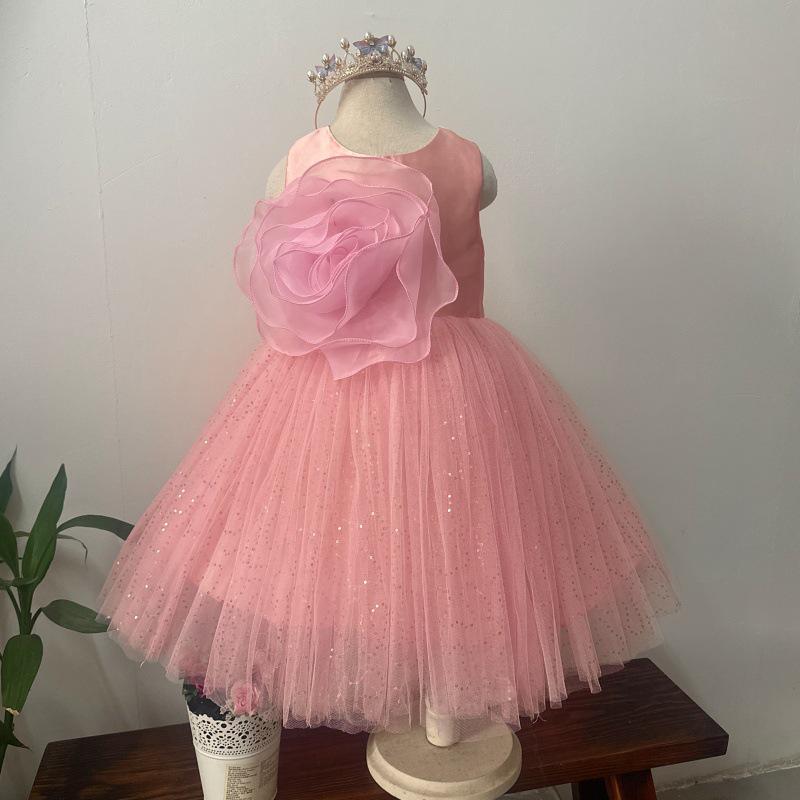 Kinder-Fee Prinzessinnenkleid mit Netz und V-Rücken-Design für kleine und mittlere Mädchen