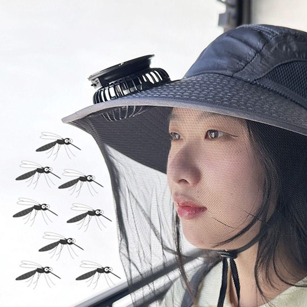 USB Charging Solar Powered Fan Hat Wide Brim Mosquito-proof Hat Universal Fisherman Hat  Summer