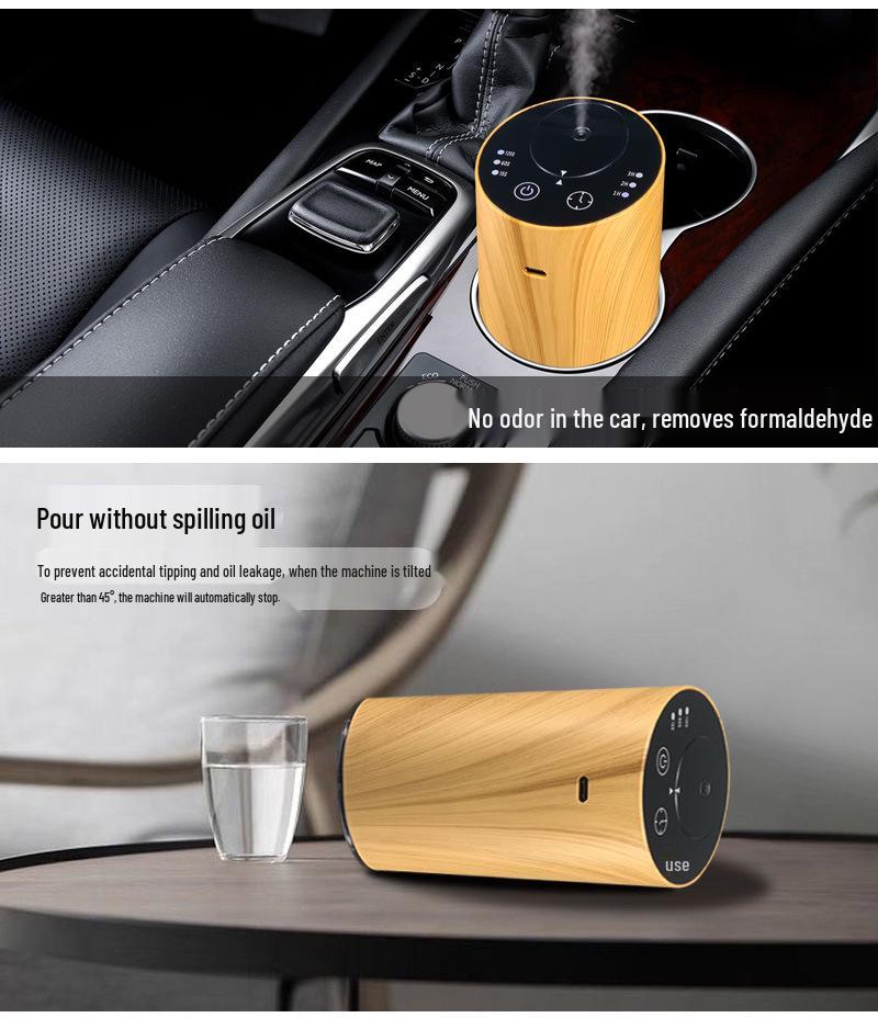 Wood Grain Aroma Diffuser: Long-Lasting Mist for Office, Car, or Bathroom Freshening.